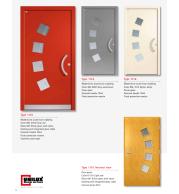 Type 1116 ModernLine – Coral Sandblast Rods Glass ModernLine Entry Door, Aluminium/Pine Structure, Designer RAL Colors, Sandblasted & Integrated Rods, Flush Rosette Locking